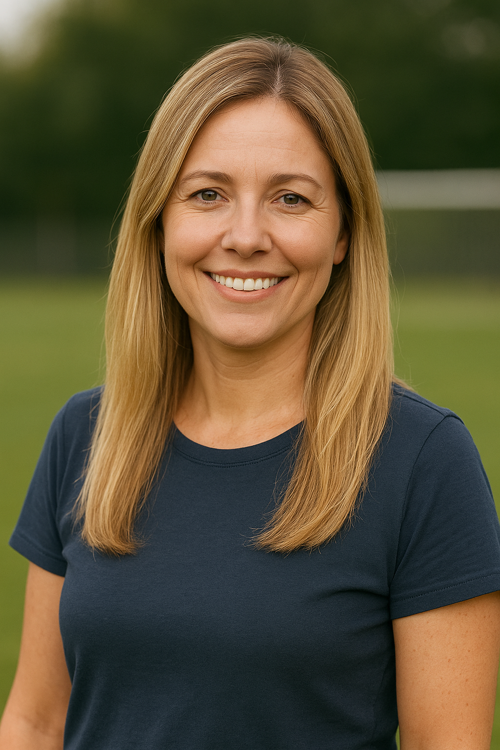 Mãe de jovem jogador de futebol de base sorrindo, representando o papel dos pais no apoio ao filho durante a transição da escolinha para o futebol.